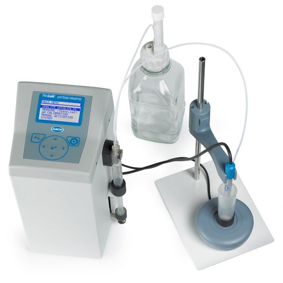 Titralab Automatic analyser for pH & alkalinity in water, 10-2000 mg/L CaCO<sub>3</sub>, with electrode.