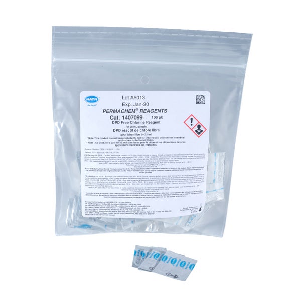 DPD Free Chlorine Reagent Powder Pillows, 25 mL, pk/100