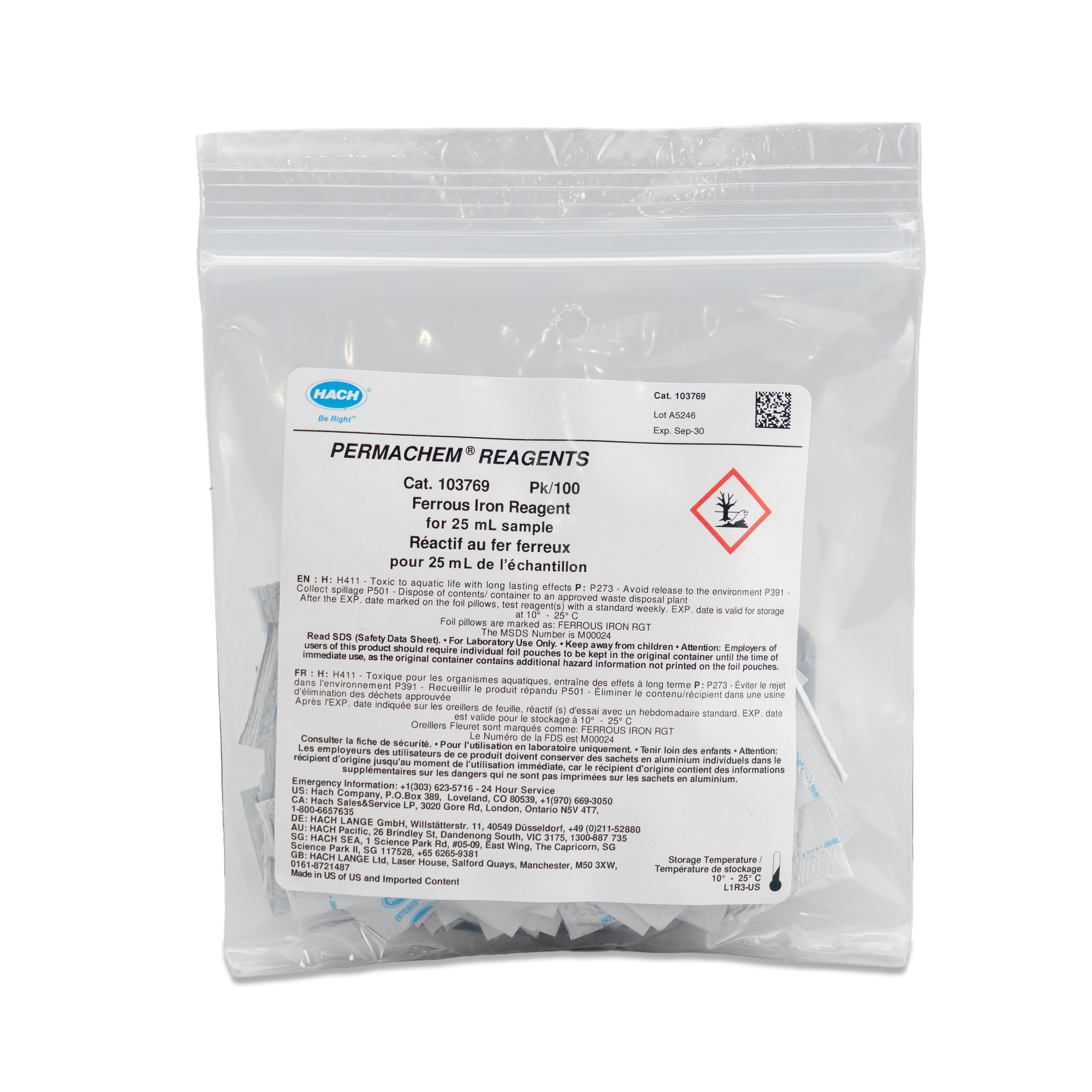 Ferrous Iron Reagent Powder Pillows, pk/100 | Hach