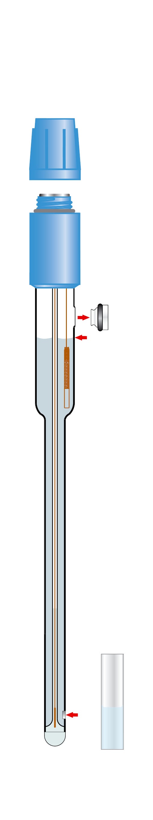 Sension+ 5209 pH liquid filled combination electrode for Micro Sample volumes, 6 mm diameter, screw cap S7