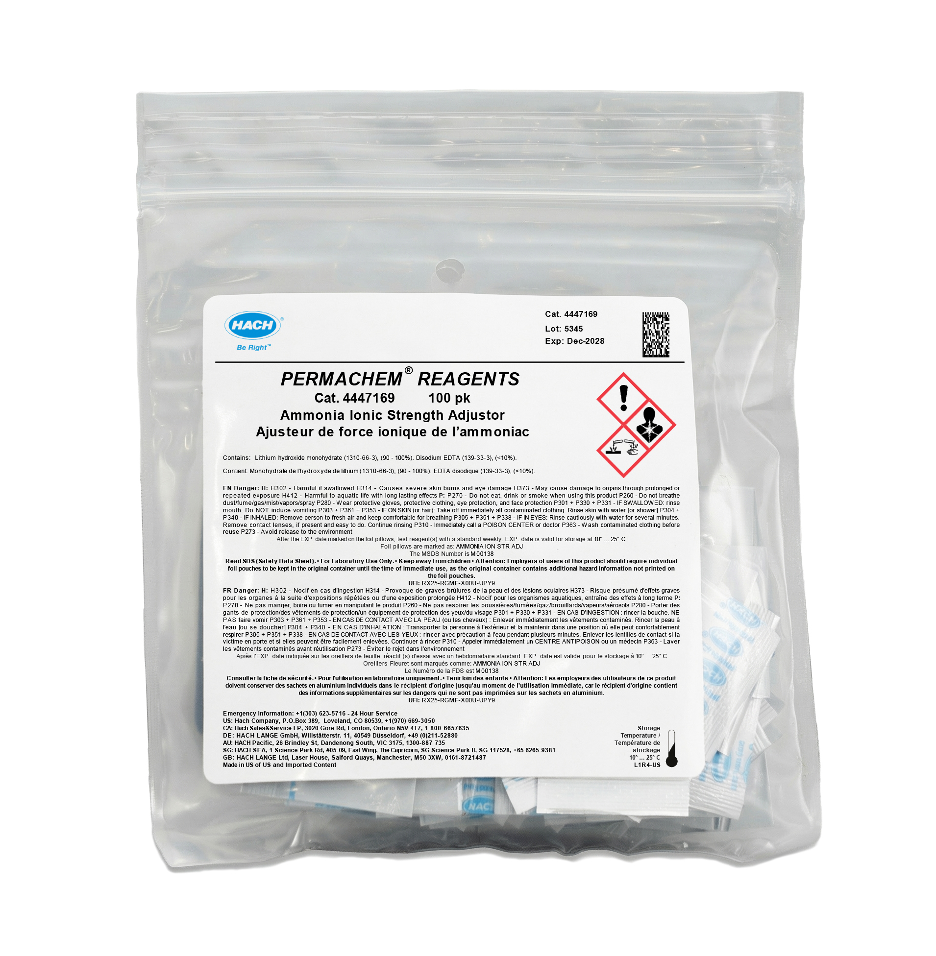 Ammonia Ionic Strength Adjustor (ISA) Powder Pillows, pk/100 | Hach