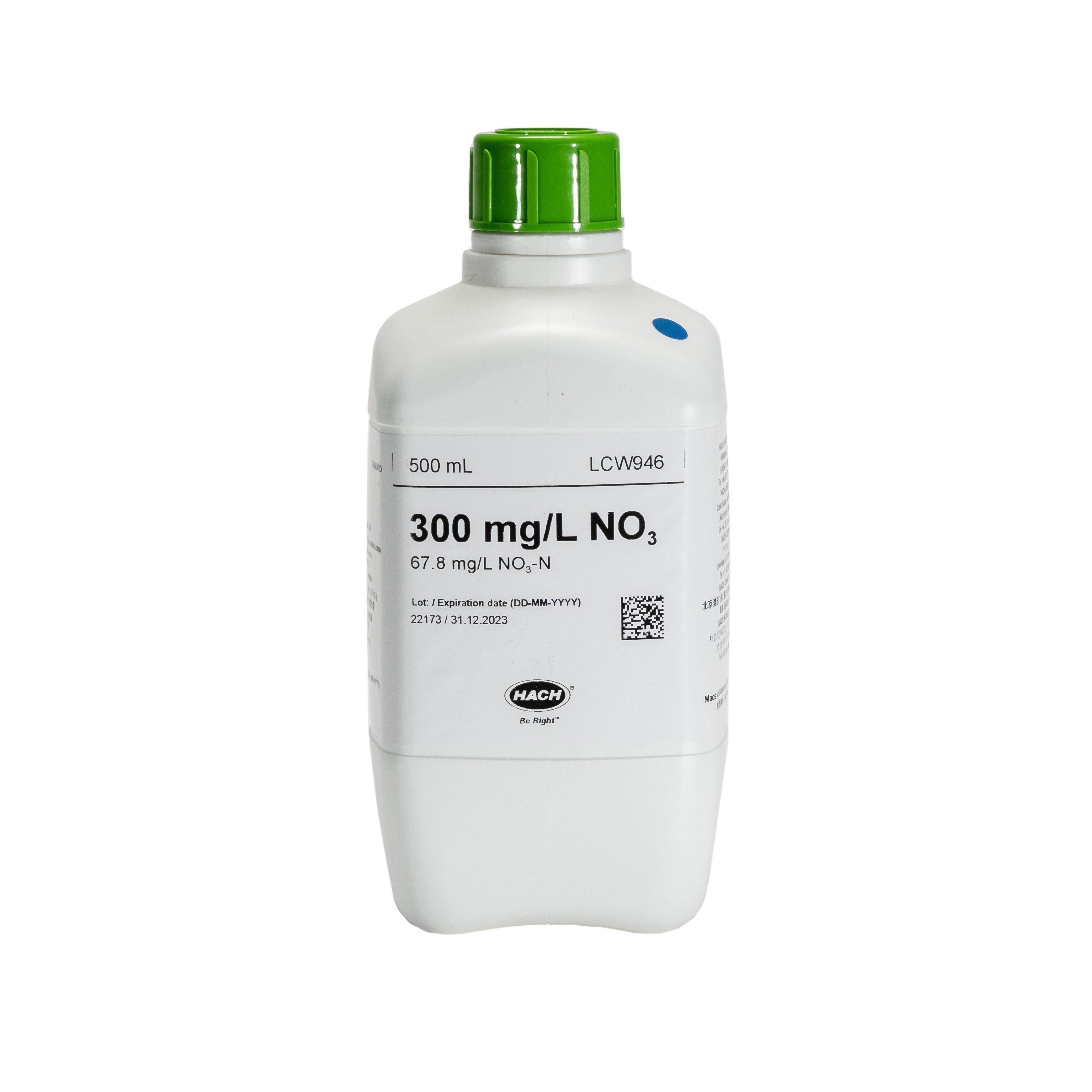 Re:ten 原液 Nitrate standard, 300 mg/L NO₃ (67.8 mg/L NO₃-N), 500 mL | Hach